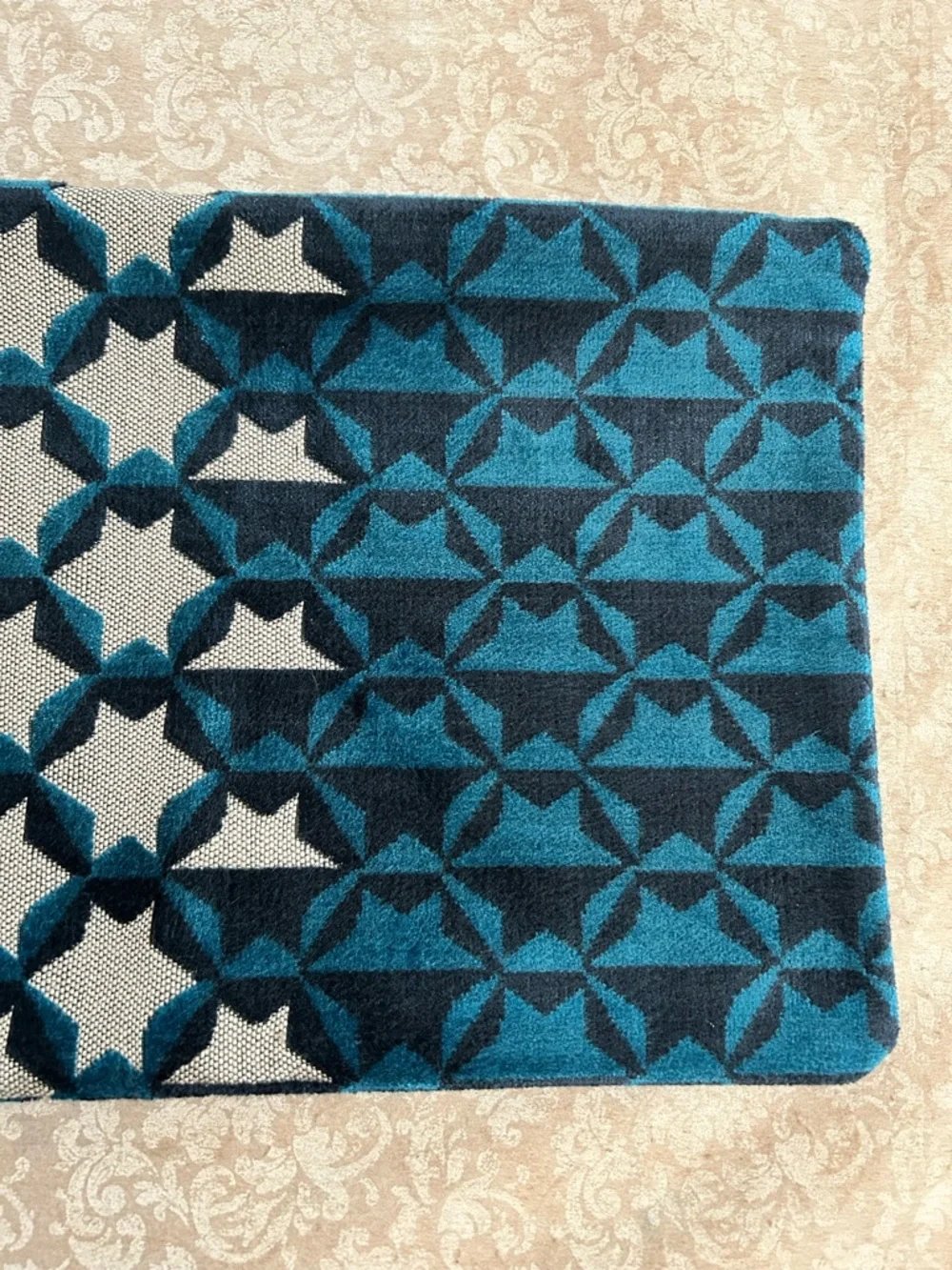 West Elm~ Blue Cut Velvet Star Lumbar Pillow Cover